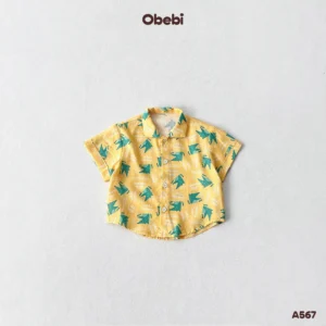 A567 – Áo sơ mi linen trẻ em mùa hè họa tiết dễ thương Obebi