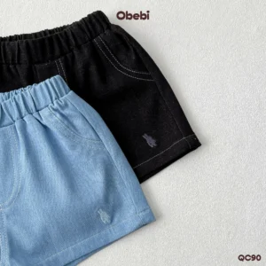 QC90 – Quần Jean Trẻ Em Mùa Hè Hình Thêu Con Thỏ Thương Hiệu Obebi