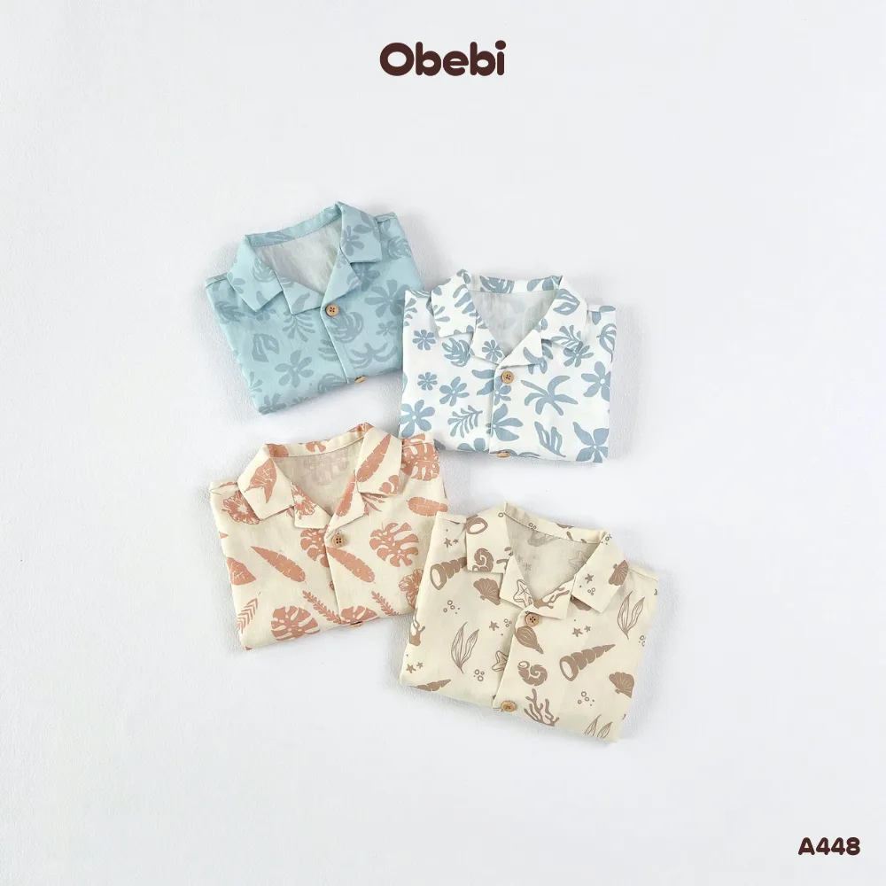 A448 – Áo Sơ Mi Họa Tiết Đi Biển Obebi
