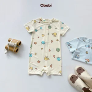 DB10 – Đồ Bơi liền Trẻ Em Mùa Hè Chống Nắng Họa Tiết Biển Obebi