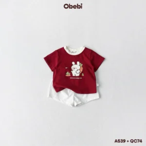 QC74 – Quần đùi trẻ em vải gió thêu hình ngôi sao Obebi