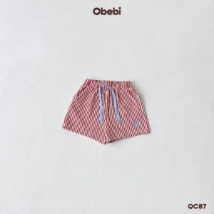 QC87 – Quần Đùi Trẻ Em Mùa Hè Kẻ Sọc Đi Biển Obebi