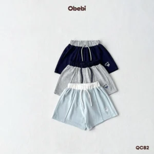 QC82 – Quần Sooc đùi vải cotton in hình cá heo vui nhộn mùa hè Obebi