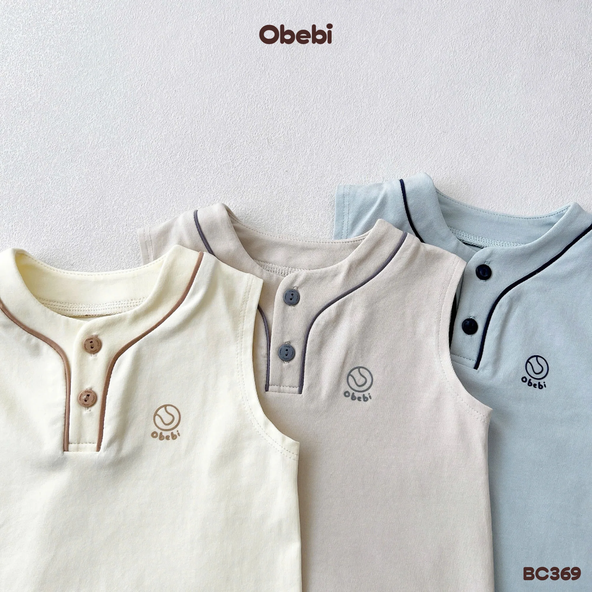 BC369 – Bộ Ba Lỗ Thể Thao Trẻ Em Mùa Hè Hình In Bóng Chày Obebi