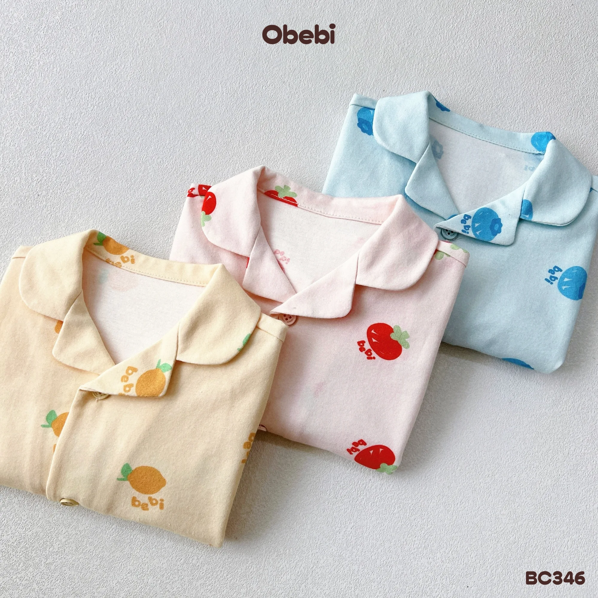 BC346 – Bộ Pyjama trẻ em họa tiết hoa quả mùa hè Obebi