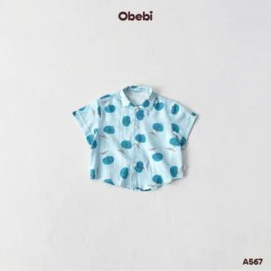 A567 – Áo sơ mi linen trẻ em mùa hè họa tiết dễ thương Obebi
