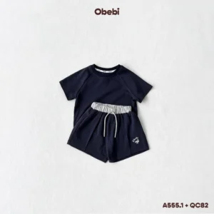 QC82 – Quần Sooc đùi vải cotton in hình cá heo vui nhộn mùa hè Obebi