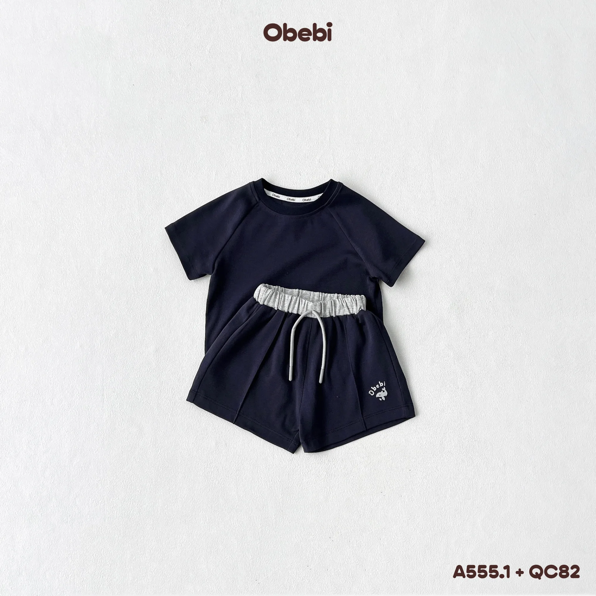 QC82 – Quần Sooc đùi vải cotton in hình cá heo vui nhộn mùa hè Obebi