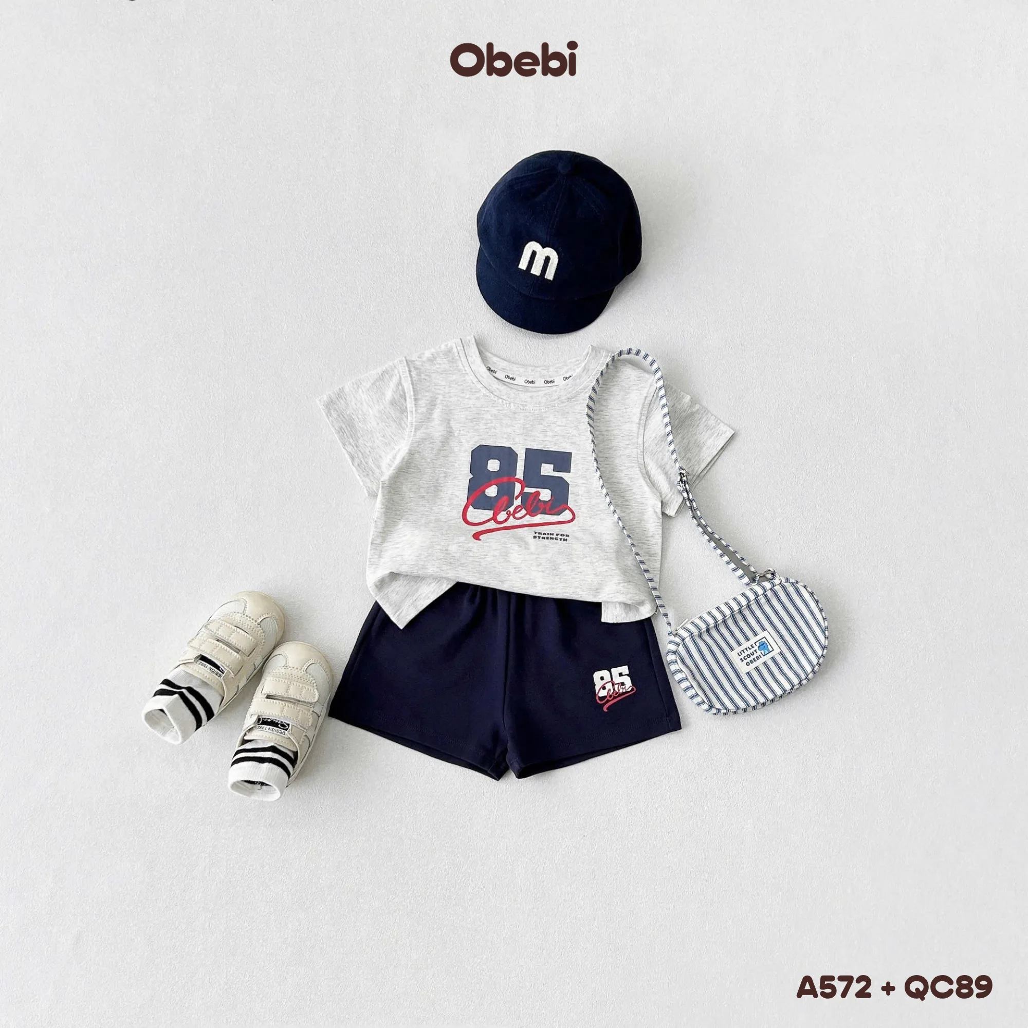 A572 – Áo Thun Cộc Tay Trẻ Em Mùa Hè In Chữ Số Obebi