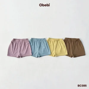 BC385 – Bộ cộc trẻ em mùa hè áo kẻ ngang tay rơi Obebi