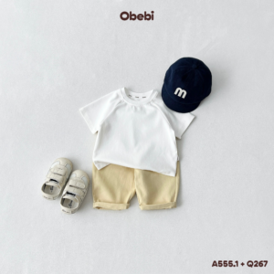 Q267 – Quần Kaki Trẻ Em Mùa Hè Basic Dễ Mặc Obebi