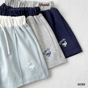 QC82 – Quần Sooc đùi vải cotton in hình cá heo vui nhộn mùa hè Obebi