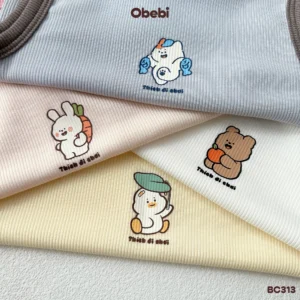 BC313 – Bộ ba lỗ phối màu, vải gân sợi tre Obebi