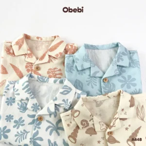 A448 – Áo Sơ Mi Họa Tiết Đi Biển Obebi