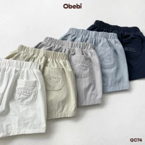 QC74 – Quần đùi trẻ em vải gió thêu hình ngôi sao Obebi