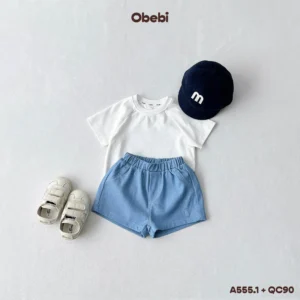 QC90 – Quần Jean Trẻ Em Mùa Hè Hình Thêu Con Thỏ Thương Hiệu Obebi