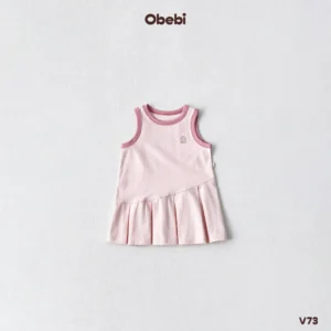 V73 – Váy Ba Lỗ Bé Gái Mùa Hè Xếp Ly Lệch Obebi