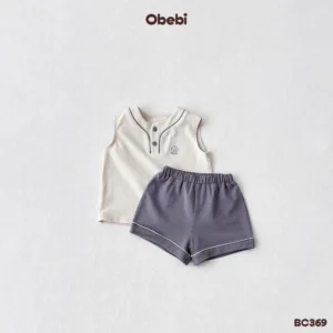 BC369 – Bộ Ba Lỗ Thể Thao Trẻ Em Mùa Hè Hình In Bóng Chày Obebi