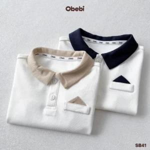 SB41 – Set Bộ Polo Cộc Tay Trẻ Em Đi Tiệc Bé Trai Hình Thêu Chữ Thương Hiệu Obebi