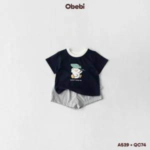 QC74 – Quần đùi trẻ em vải gió thêu hình ngôi sao Obebi