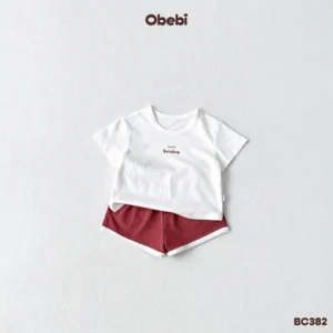 BC382 – Bộ cộc trẻ em mùa hè phối màu quần nổi bật Obebi
