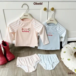 DB13 – Đồ bơi rời trẻ em mùa hè chống nắng họa tiết kẻ Obebi