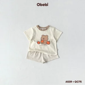 QC75 – Set 2 quần đùi đính mác in nhỏ xinh Obebi