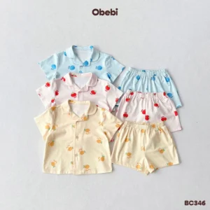 BC346 – Bộ Pyjama trẻ em họa tiết hoa quả mùa hè Obebi