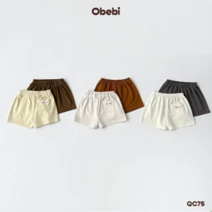 QC75 – Set 2 quần đùi đính mác in nhỏ xinh Obebi