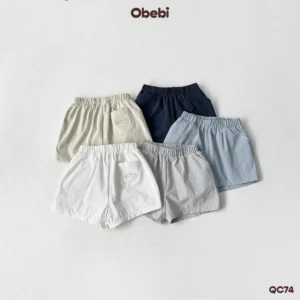 QC74 – Quần đùi trẻ em vải gió thêu hình ngôi sao Obebi