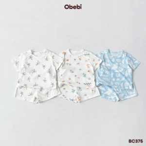 BC375 – Bộ cộc trẻ em mùa hè hoạt tiết biển cả mát mẻ Obebi