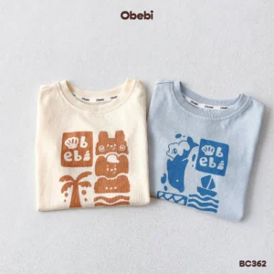 BC362 – Bộ cộc mùa hè trẻ em in họa tiết sóng biển đặc sắc Obebi