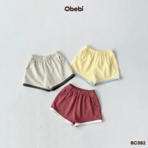 BC382 – Bộ cộc trẻ em mùa hè phối màu quần nổi bật Obebi