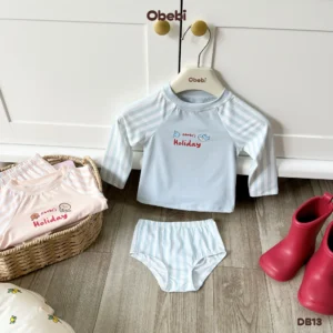 DB13 – Đồ bơi rời trẻ em mùa hè chống nắng họa tiết kẻ Obebi
