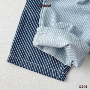 Q248 – Quần jean kẻ trẻ em mùa hè dáng xuông Obebi