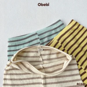 BC340 – Bộ cộc hai dây bé gái họa mùa hè tiết kẻ Obebi