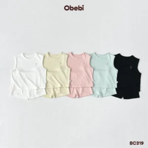 BC319 – Bộ ba lỗ vải kháng khuẩn in gấu Obebi