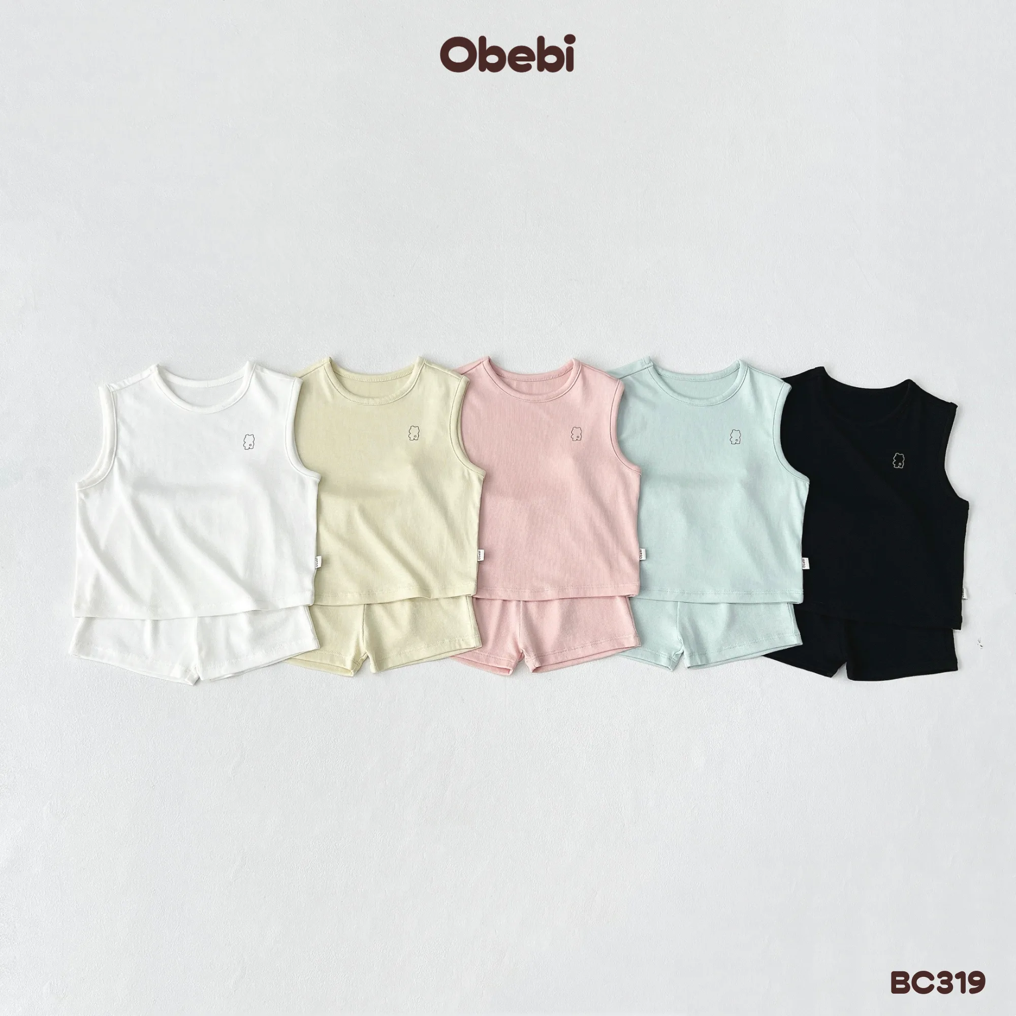 BC319 – Bộ ba lỗ vải kháng khuẩn in gấu Obebi