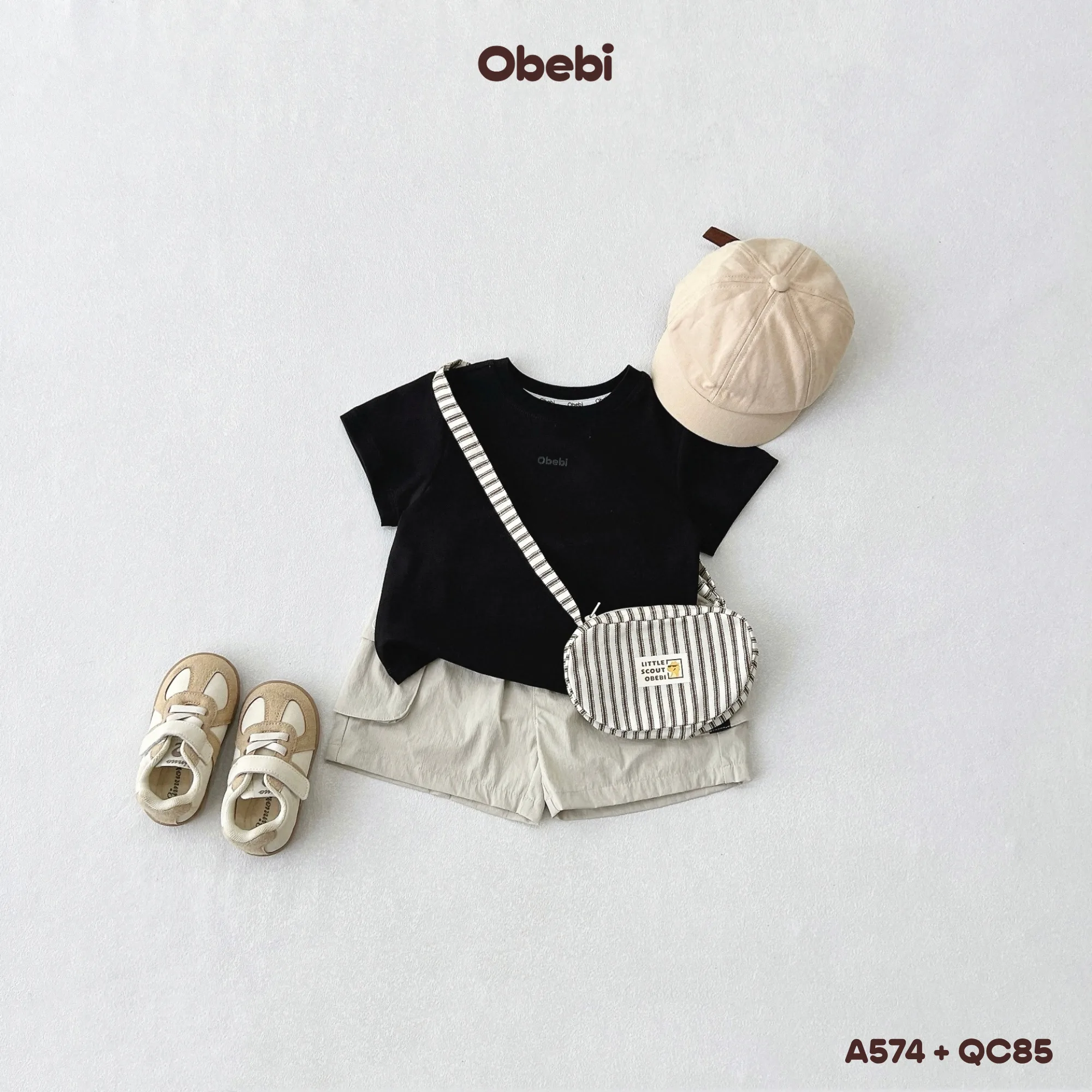 A574 – Áo Thun Cộc Tay Trẻ Em Mùa Hè Hình In 3D Thương Hiệu Obebi