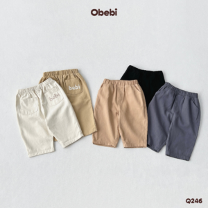 Q246 – Quần kaki trẻ em mùa hè mềm mại thêu túi Obebi