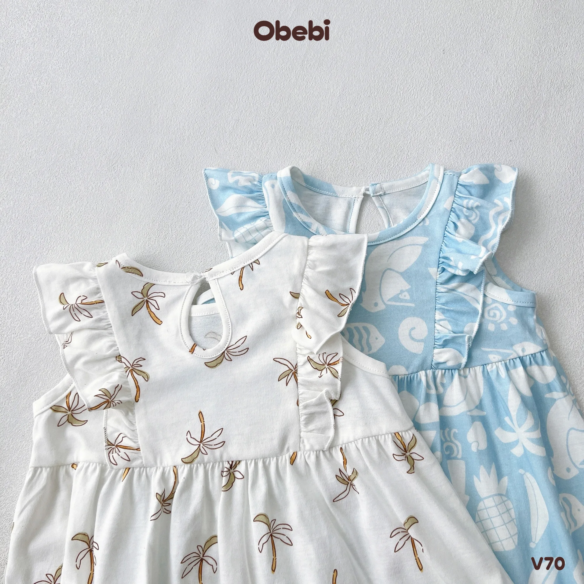 V70 – Váy Bé Gái Mùa Hè Vải Cotton Mềm Mịn Có Họa Tiết In Đặc Sắc Mùa Hè Obebi
