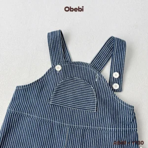 Y130 – Yếm Jean trẻ em mùa hè họa tiết kẻ thời trang Obebi