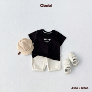 Q246 – Quần kaki trẻ em mùa hè mềm mại thêu túi Obebi