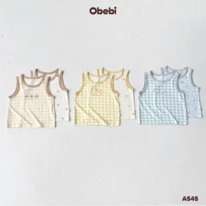 A545 – Set 2 áo ba lỗ mùa hè vải modal mát nhẹ dễ thương Obebi