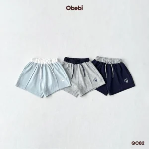 QC82 – Quần Sooc đùi vải cotton in hình cá heo vui nhộn mùa hè Obebi