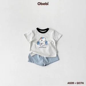 QC74 – Quần đùi trẻ em vải gió thêu hình ngôi sao Obebi
