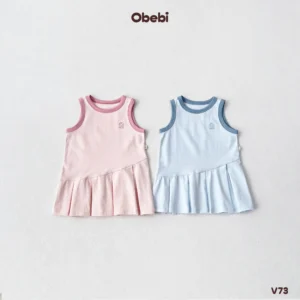 V73 – Váy Ba Lỗ Bé Gái Mùa Hè Xếp Ly Lệch Obebi
