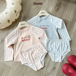 DB13 – Đồ bơi rời trẻ em mùa hè chống nắng họa tiết kẻ Obebi