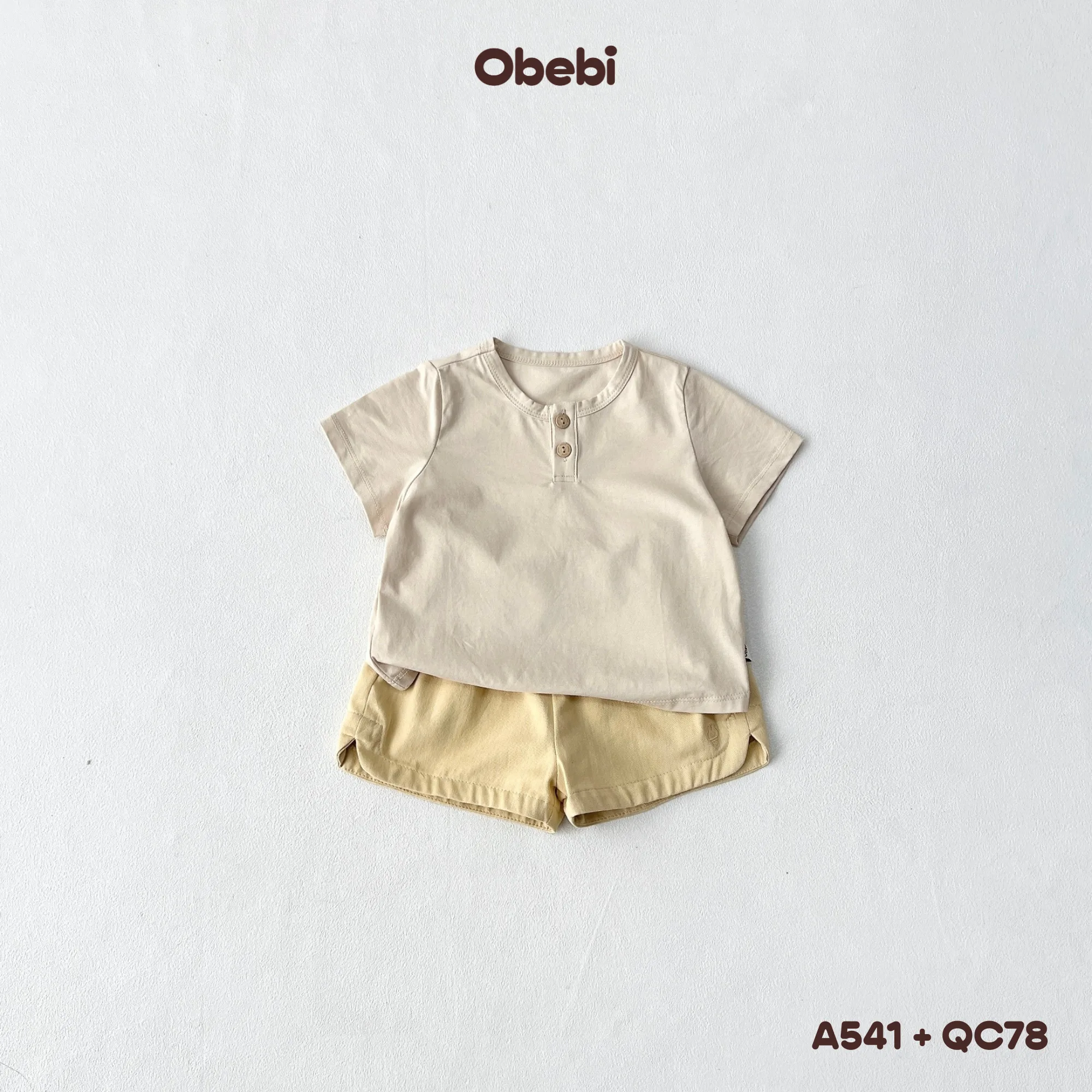 QC78 – Quần đùi kaki hình thêu bóng đèn sáng tạo từ nhân vật Obebi
