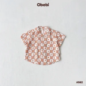 A562 – Áo sơ mi linen mùa hè in họa tiết đi biển Obebi